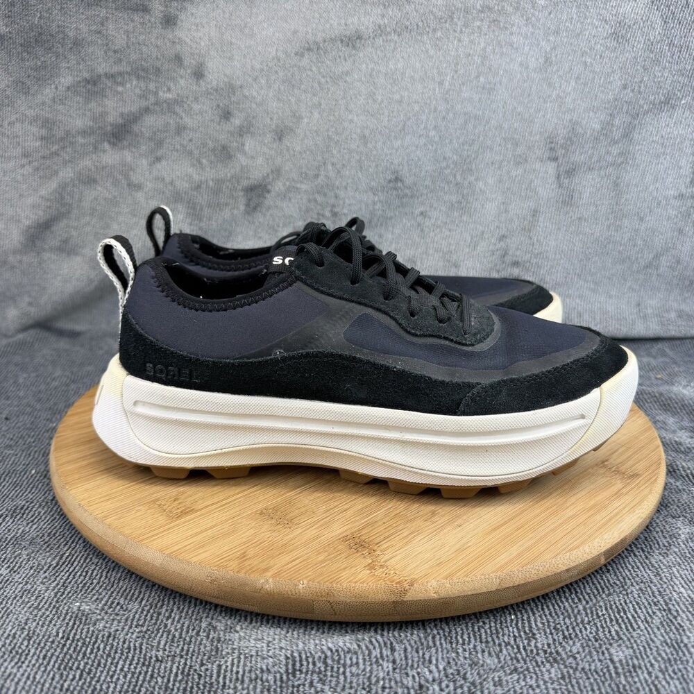 Sorel Ona 503 Shoes Womens Size 7.5 Black Suede Mesh Sneakers NL4855-010